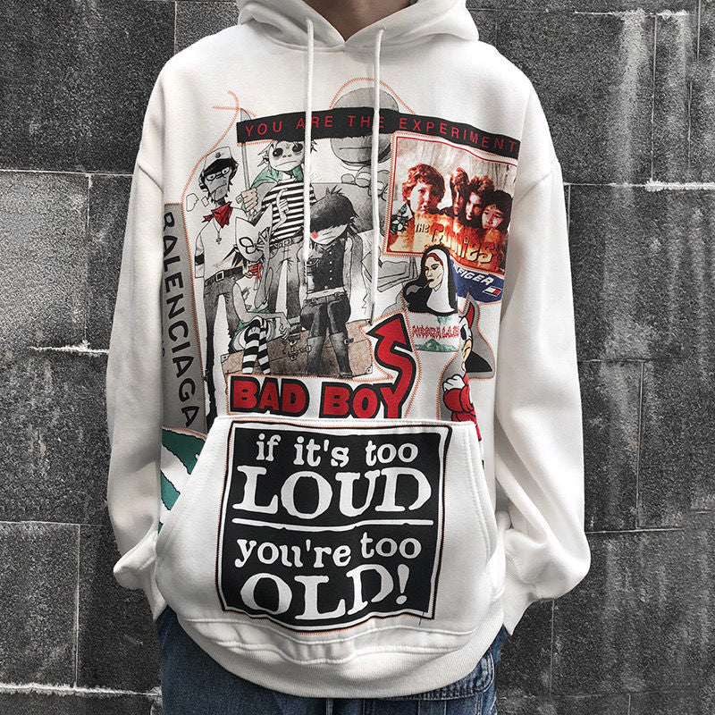 White Hip Hop Hoodie Streetwear Spring Tops Casual Funny Spring Autumn Hoodies Male