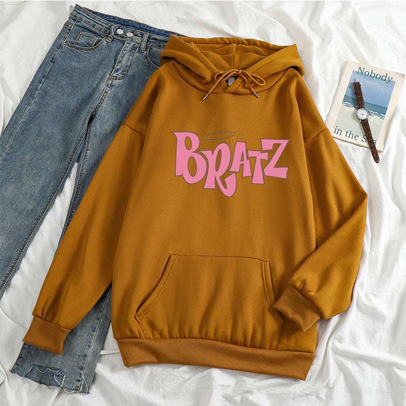 Letter Print Hoodie Unisex Sweatshirt Student Long Sleeve Hoodie - Minihomy