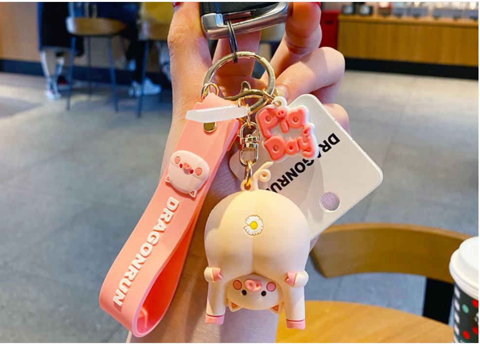 Cute Original Pig Chrysanthemum Keychain - Minihomy