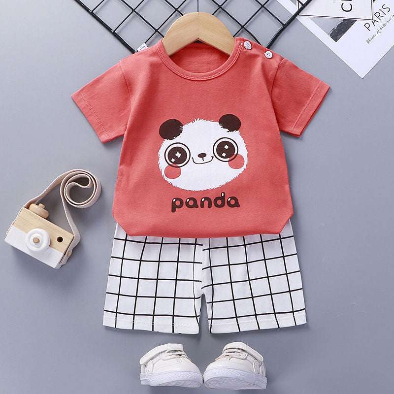 Children's Short-Sleeved Suit - Cotton Baby Summer Clothes - Minihomy