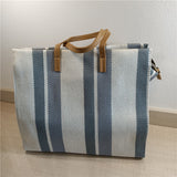 One-shoulder Striped Portable Canvas Bag Student Fashion Portable Lady Messenger Bag - Minihomy