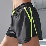 Zipper Running Shorts Women 2 In 1 Gym Leggings Sport Beach