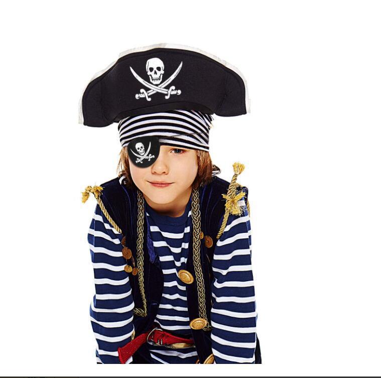 Halloween Pirate Captain Cosplay Costume Accessories Colony Pirate Hat Single Eye - Minihomy