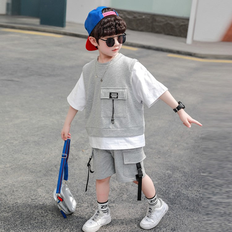 Children's Clothing Boys Summer Short-Sleeved Overalls - Minihomy