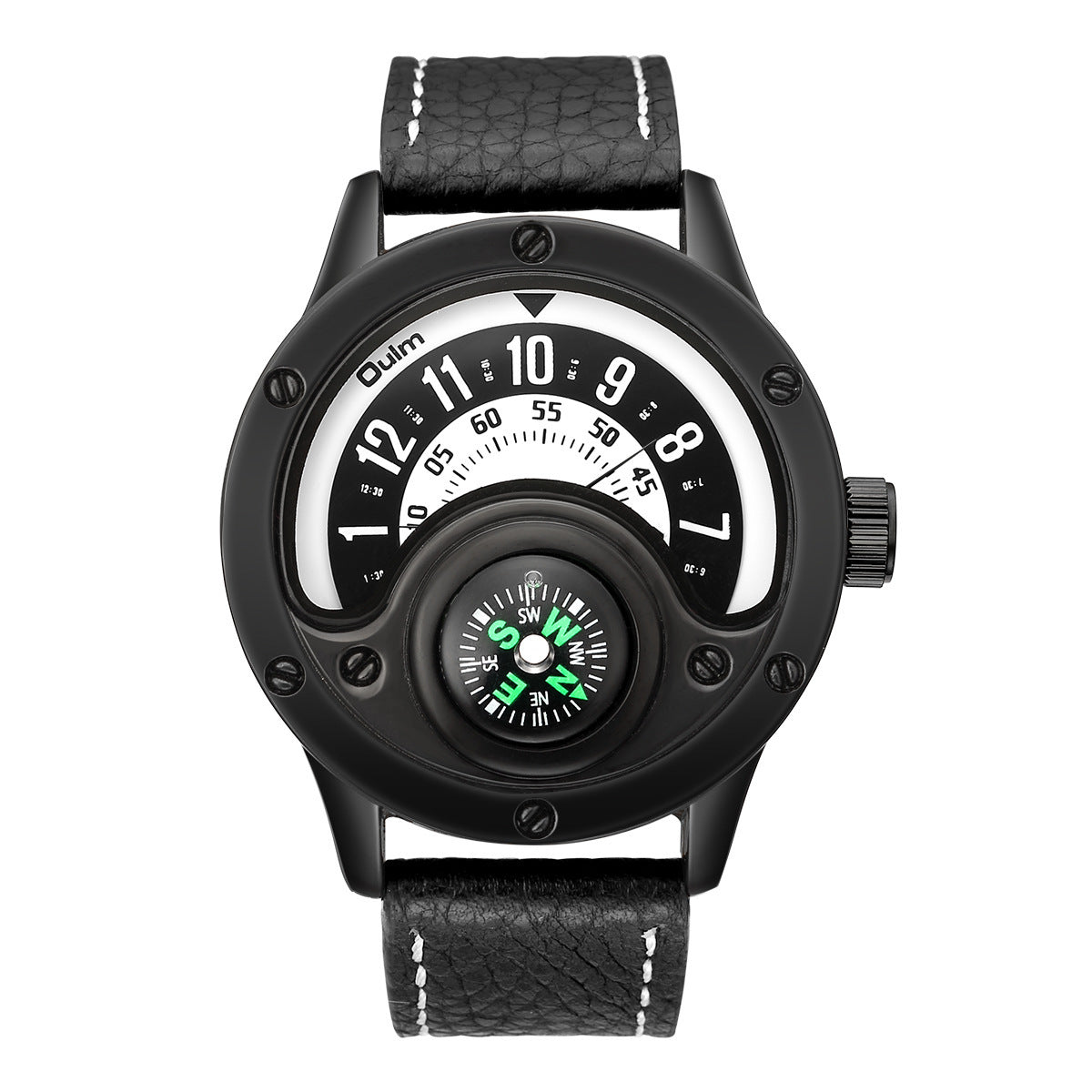 New Sport Watches Men Decorative Compass Unique Design Male Quartz Clock Men's Leather Strap Casual Wrist Watch - Minihomy