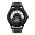 New Sport Watches Men Decorative Compass Unique Design Male Quartz Clock Men's Leather Strap Casual Wrist Watch - Minihomy