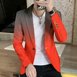 Blazer Men Gradient Suit Jacket Masculino Korean Style Slim Fit Casual Men Jacket - Minihomy