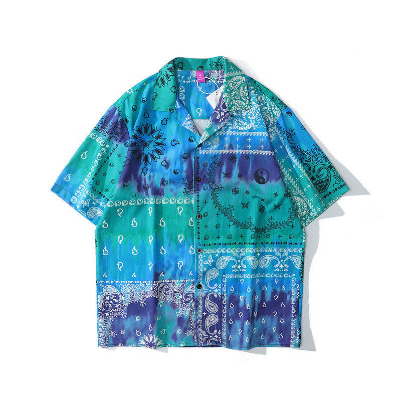 Retro Hawaiian Shirts Men Women Couples Street Short-sleeved Shirt