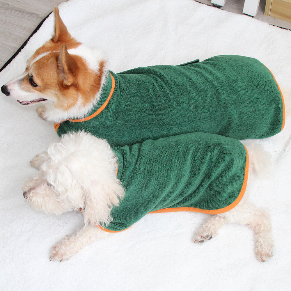 Pet Puppy Clothes Bathing Robe Neck Pet Clothes Tucked Waist Dog Shirts - Minihomy