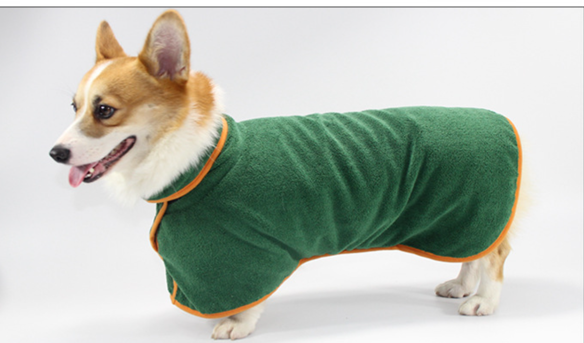 Pet Puppy Clothes Bathing Robe Neck Pet Clothes Tucked Waist Dog Shirts - Minihomy