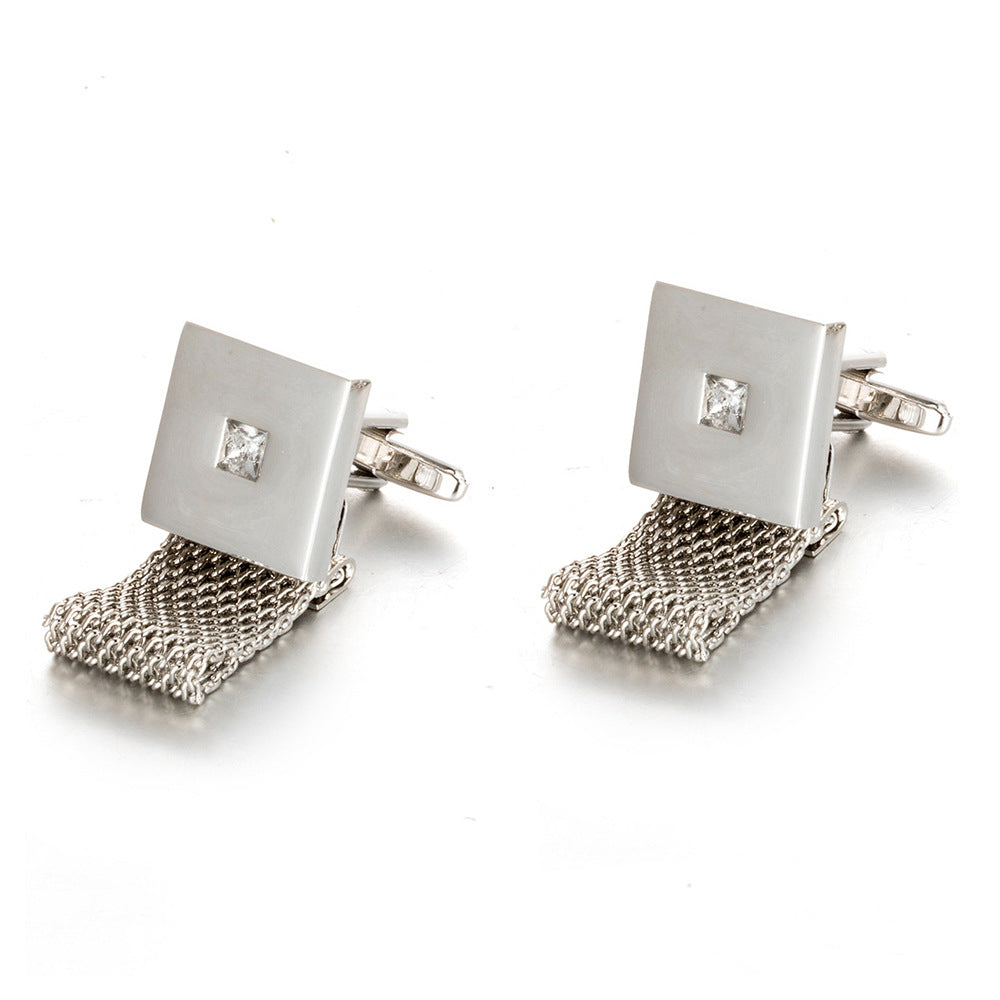 Shirt Cufflinks - Square White Crystal Business Cufflinks