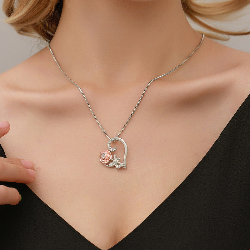 Love Rose Zircon Necklace Romance - Minihomy