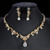 Golden Zircon Jewelry Set Bridal Necklace Earrings Wedding Two-piece Set - Minihomy