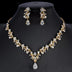 Golden Zircon Jewelry Set Bridal Necklace Earrings Wedding Two-piece Set - Minihomy