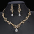 Golden Zircon Jewelry Set Bridal Necklace Earrings Wedding Two-piece Set - Minihomy