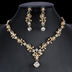 Golden Zircon Jewelry Set Bridal Necklace Earrings Wedding Two-piece Set - Minihomy