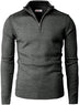 Men's Casual Slim Pullover Knit Zipper Stand Collar Polo Shirt - Minihomy