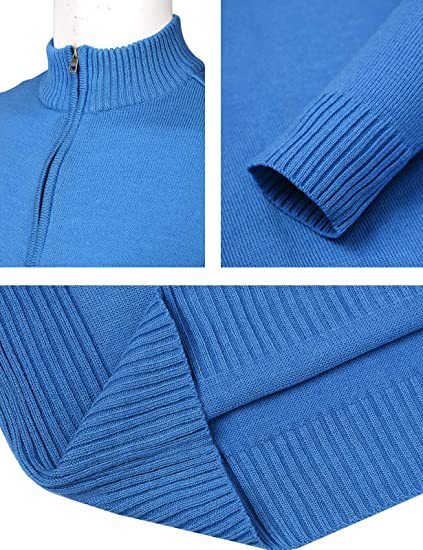 Men's Casual Slim Pullover Knit Zipper Stand Collar Polo Shirt - Minihomy