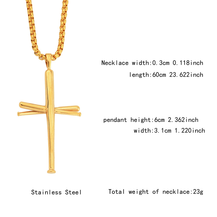 Baseball bat cross hip hop necklace - Minihomy