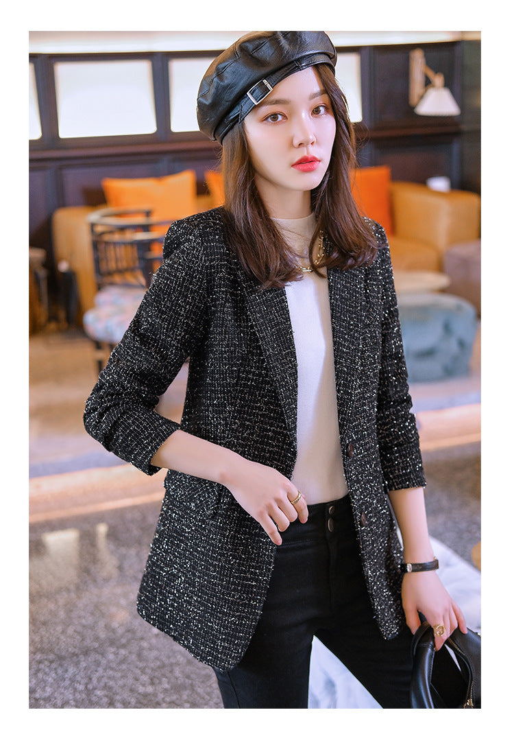 Plaid Suit Jacket Women's Woolen Top - Minihomy