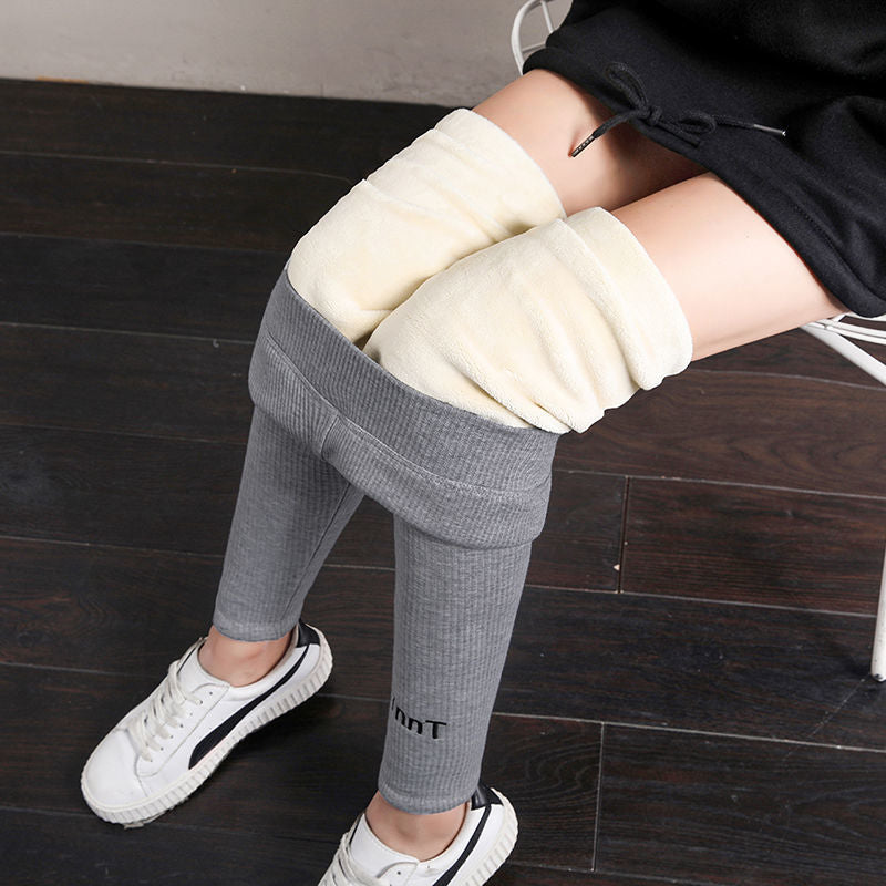 Winter Fleece Black Leggings Thick Trousers