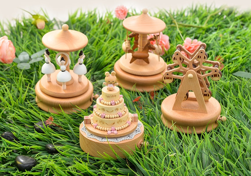 Music Boxes Innovative Rotating Musical Box Wooden Music Box Table Decoration - Minihomy