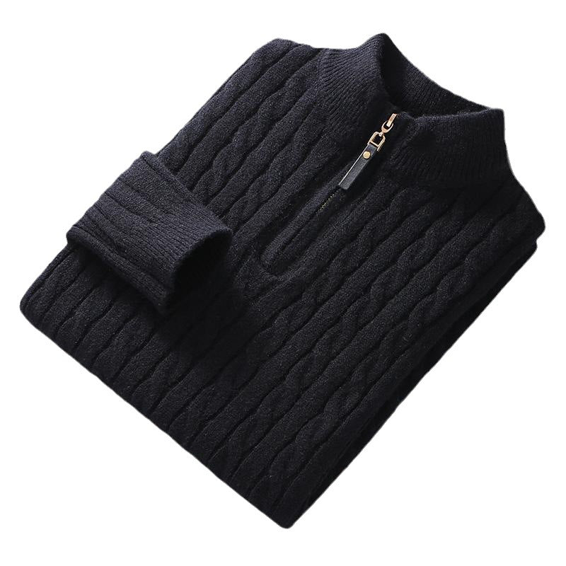 Fall Winter Men Half Zip Sweater Diamond Lattice Sweater: Elevate Your Winter Style - Minihomy