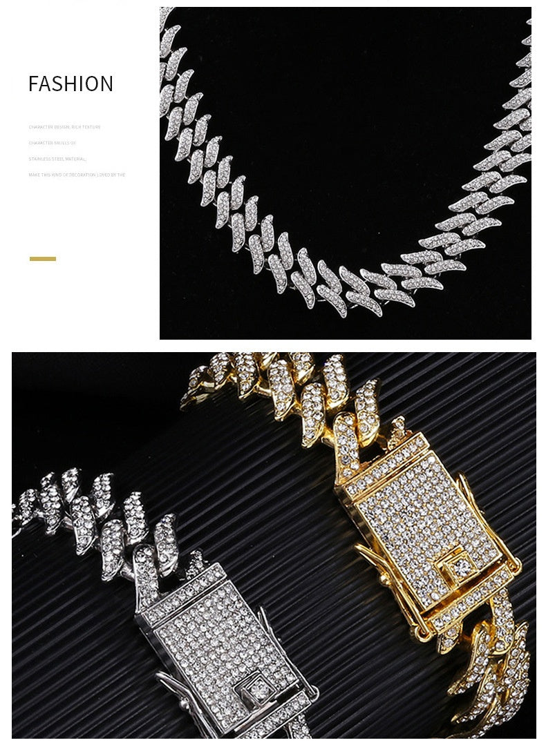 Pepper Chain Hipster Hip Hop Rhinestone Cuban Link Chain - Minihomy