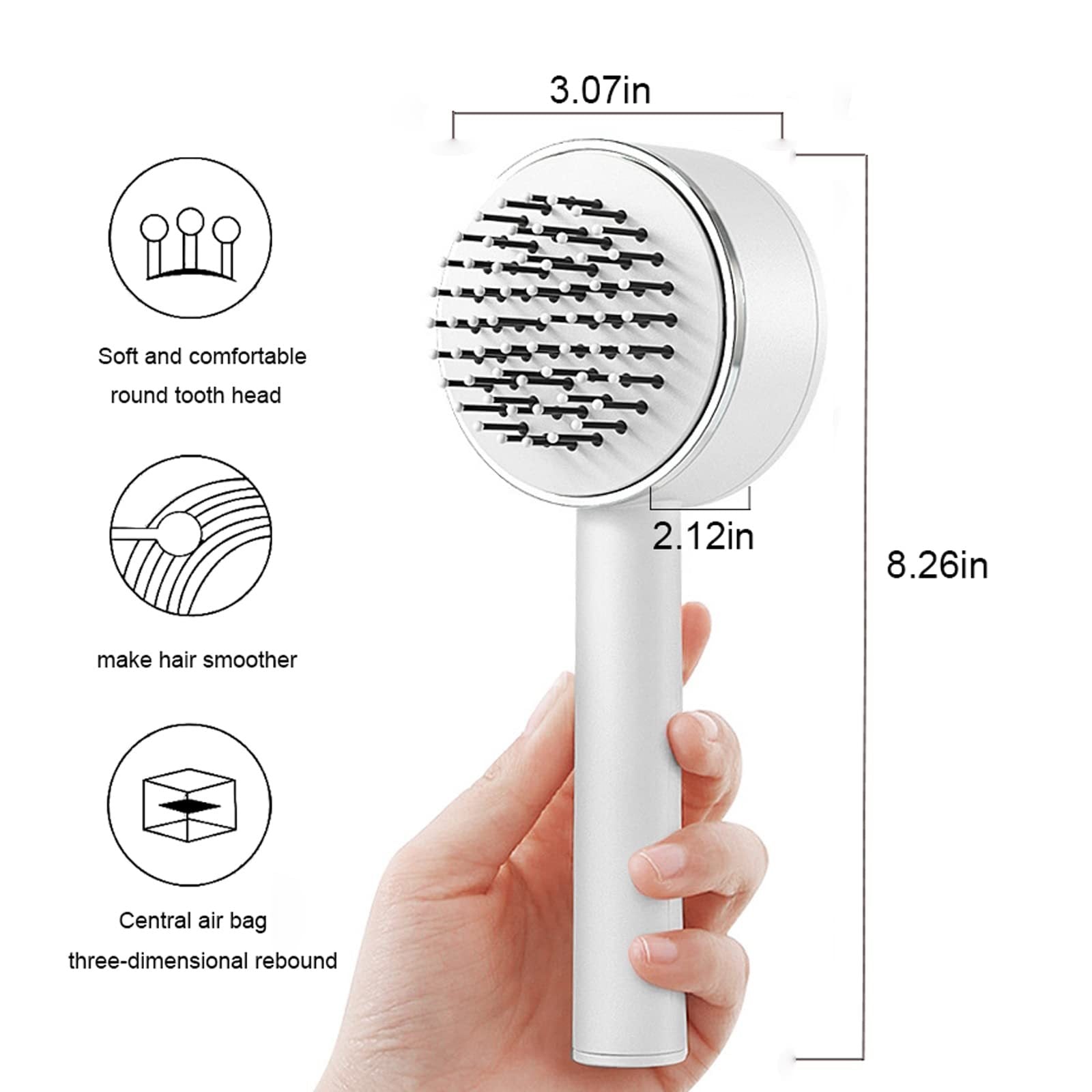 One-Key Self-Cleaning Hair Brush for Women - Curly Anti-Static Airbag Massage Comb & Professional Detangling Tool - Minihomy