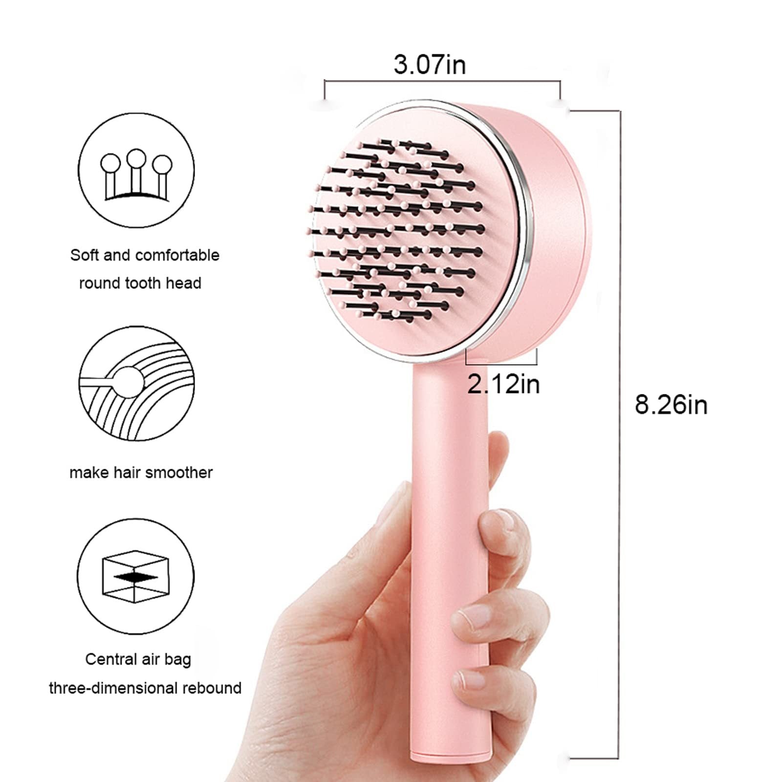 One-Key Self-Cleaning Hair Brush for Women - Curly Anti-Static Airbag Massage Comb & Professional Detangling Tool - Minihomy