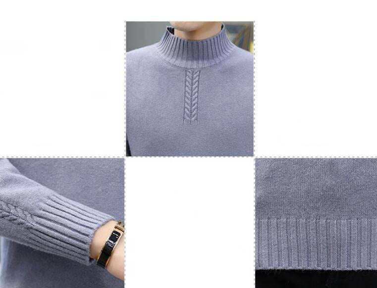 Men's Pure Color Half Collar Sweater: Embrace Casual Elegance - Minihomy