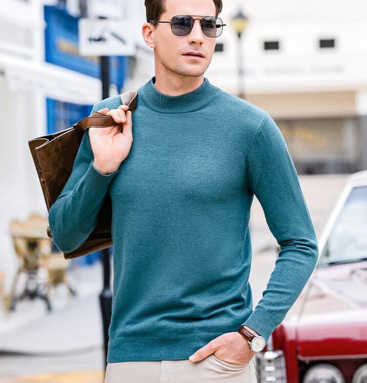 Fall Winter Men Half-Collar Wool Sweater - Minihomy