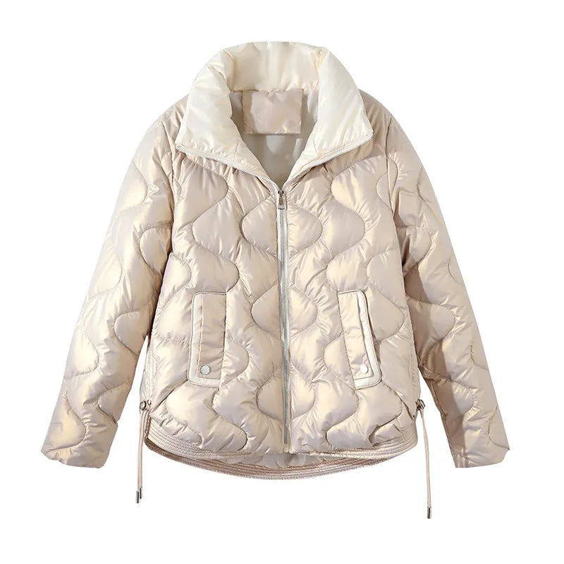 Bread Coat Female Glossy Stand-up Collar Down Cotton-padded Jacket - Minihomy