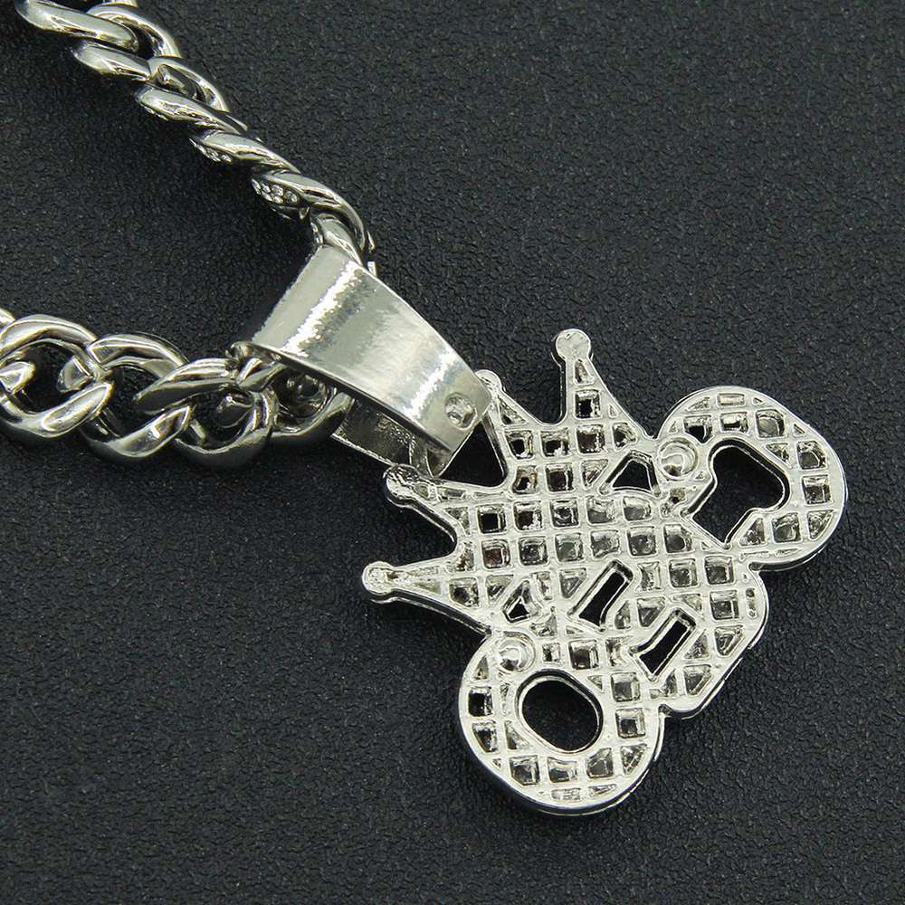 European Hip Hop Full Diamond Crown Letters Pendant Cuban Necklace - Minihomy