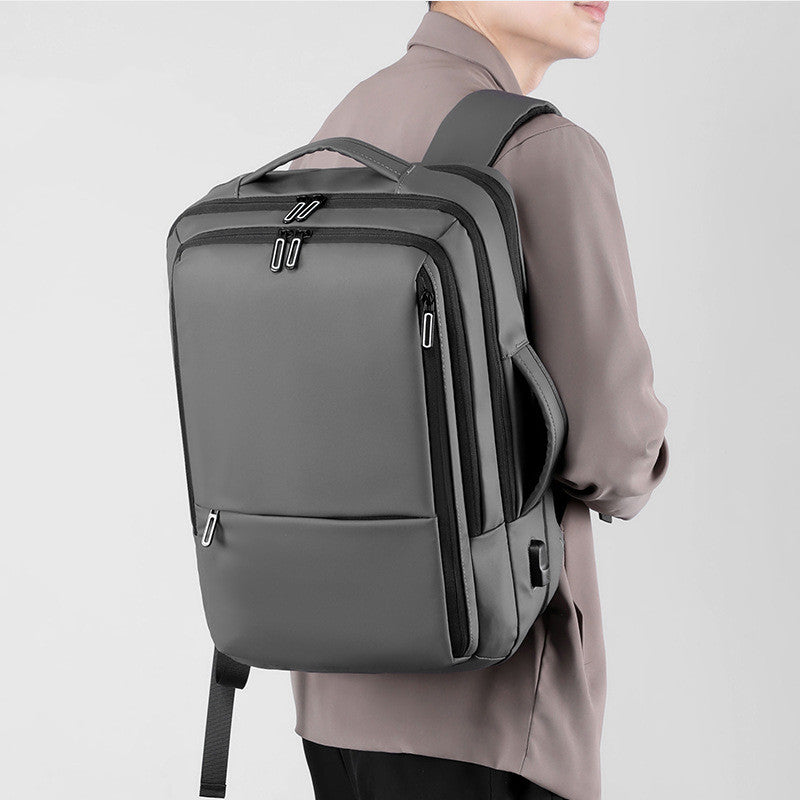 Men's Solid Color Business Lightweight Expansion Computer Backpack - Minihomy