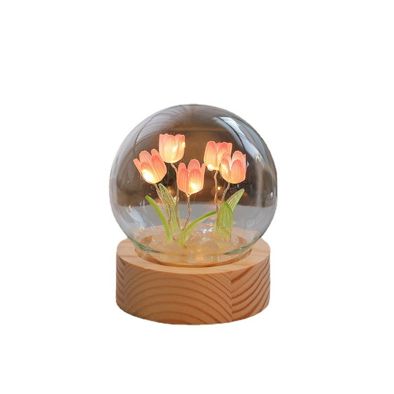 Artificial Tulip Flower Night Light - Handmade DIY LED Lamp for Bedroom Decor - Minihomy