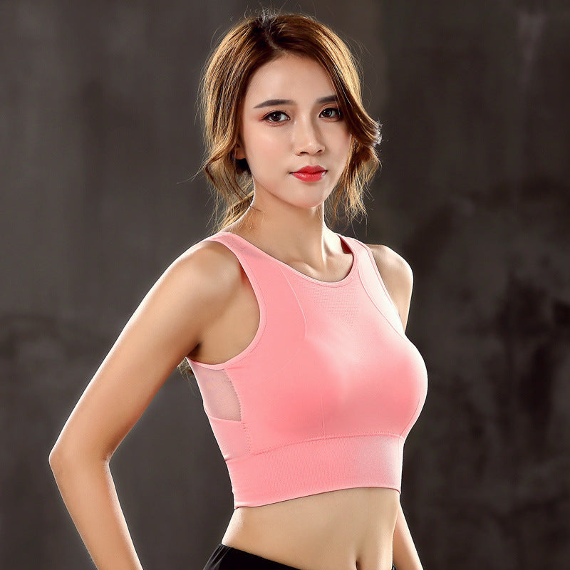 Women Breathable Mesh Sports Bras Shockproof Padded Athletic Gym Running Bra