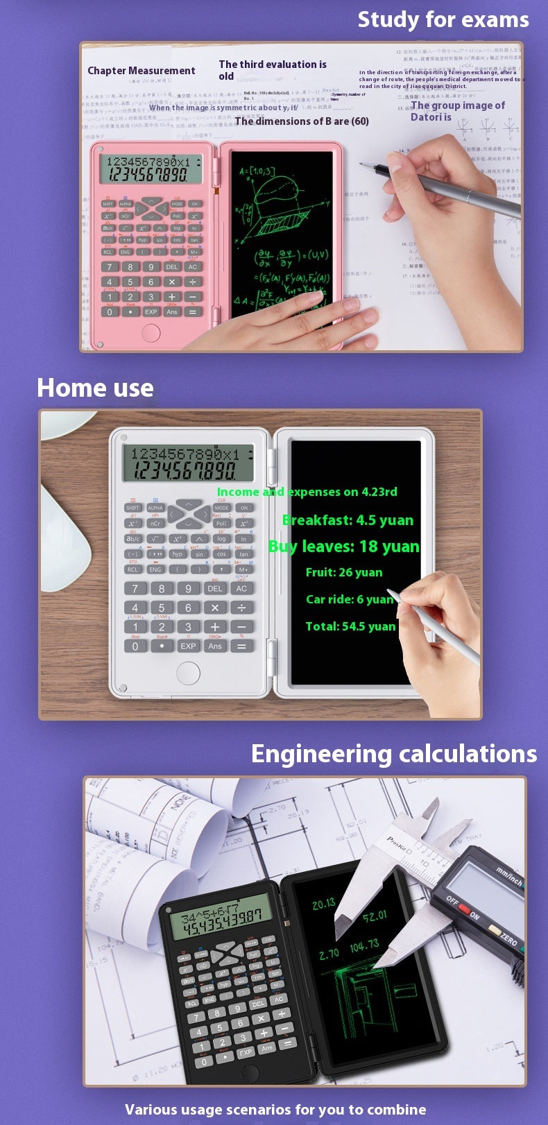 New Scientific Calculator Accounting Special Portable Mini Tablet Computing Machine Handwriting Board Exam Student - Minihomy