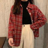 Retro plaid shirt women