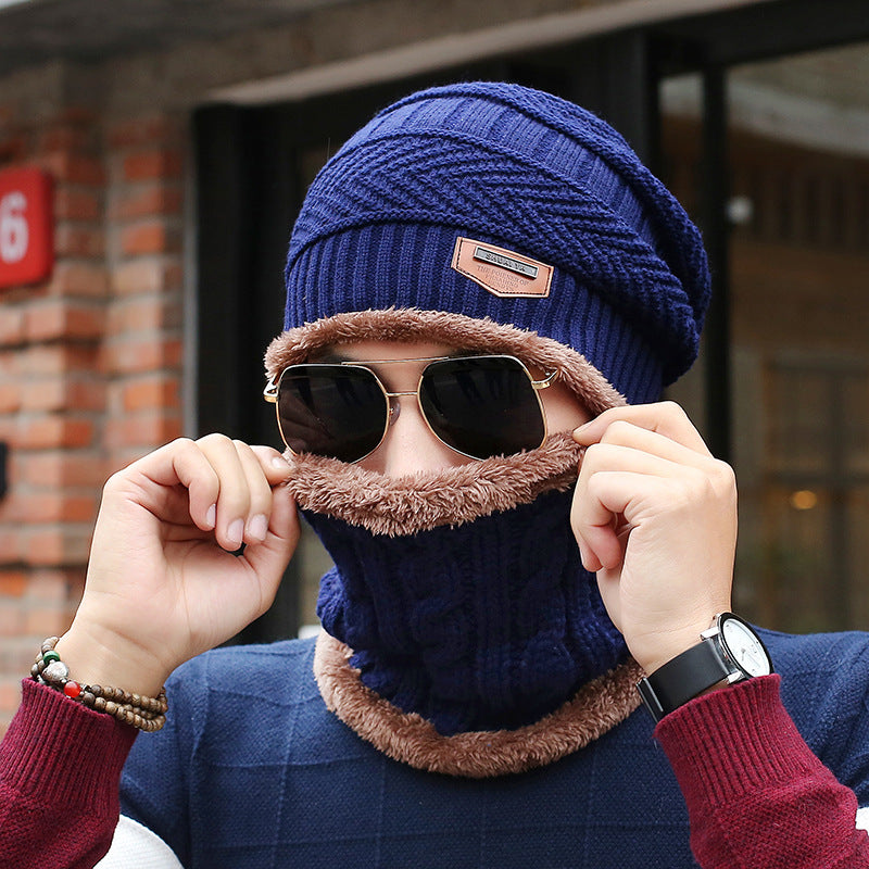 Men's Knitted Wool Hat Casual Warm Bib - Minihomy