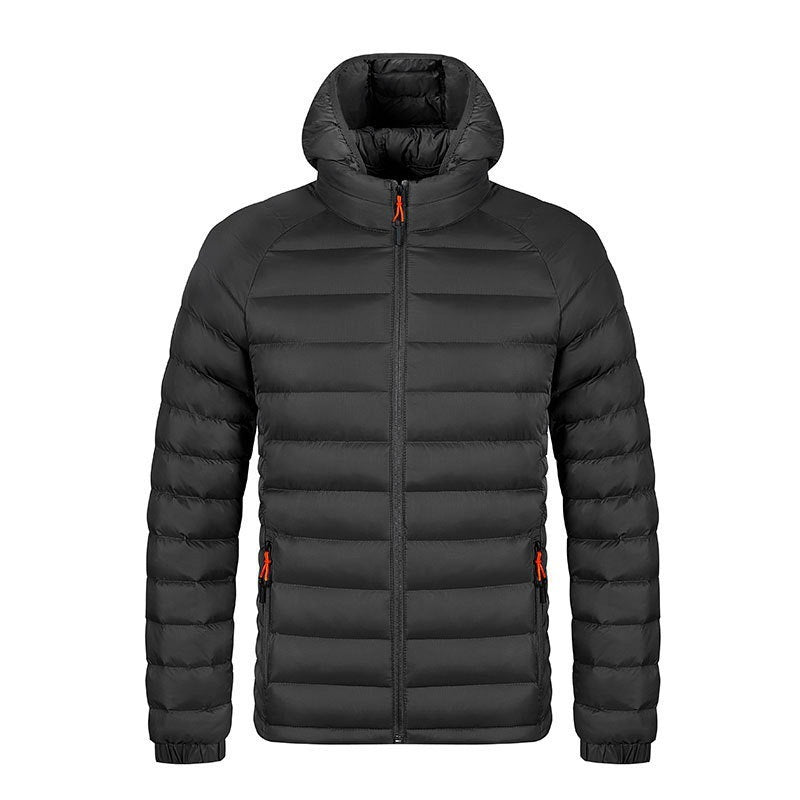 Men's Lightweight Winter Hooded Jacket - Warm, Zipper, Pockets