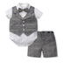 Baby Boy Gentleman Suit Romper Vest Shorts Bow Tie - Minihomy