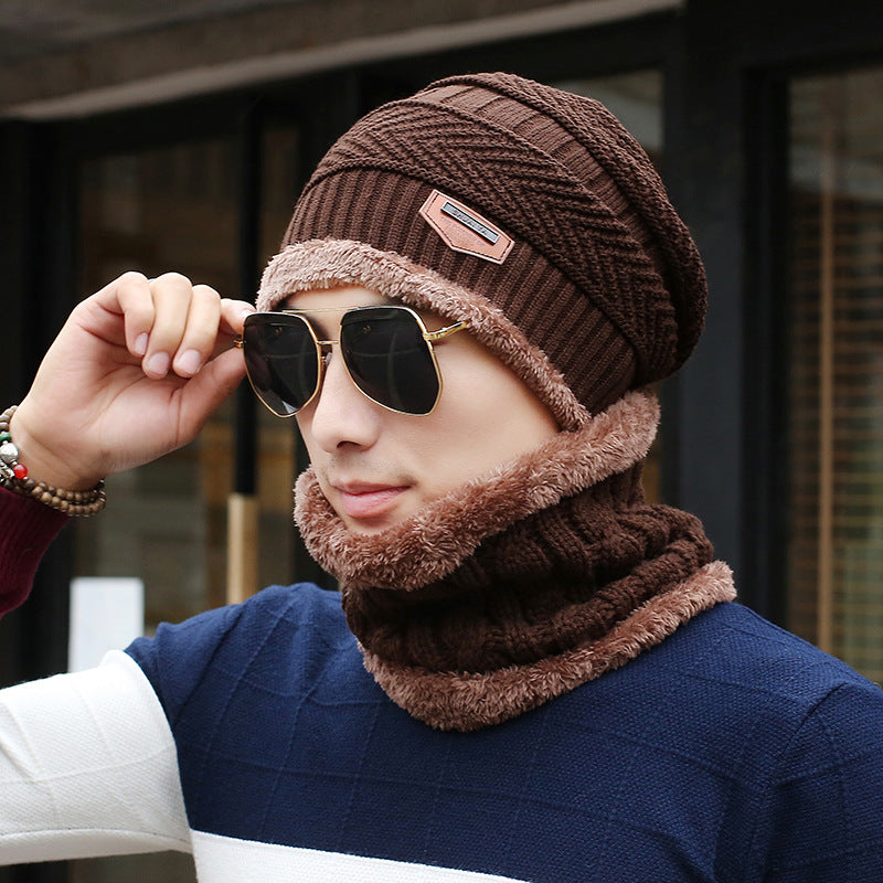 Men's Knitted Wool Hat Casual Warm Bib - Minihomy