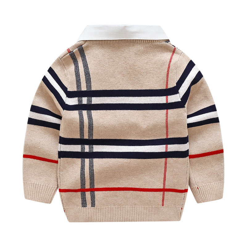 Boys plaid jacquard sweater - Minihomy