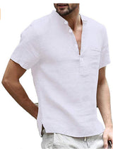 Summer Men's Short-Sleeved T-shirt Cotton Tee Linen Casual Men's