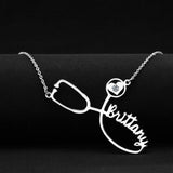 Customized Stainless Steel Stethoscope Name Necklace for Women Jewelry Gift - Minihomy