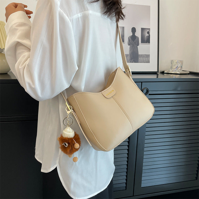 Casual Women's Shoulder Bag Fashion Large Capacity Crossbody Bags Women Solid Color Korean Style Simple Bucket Bag - Minihomy