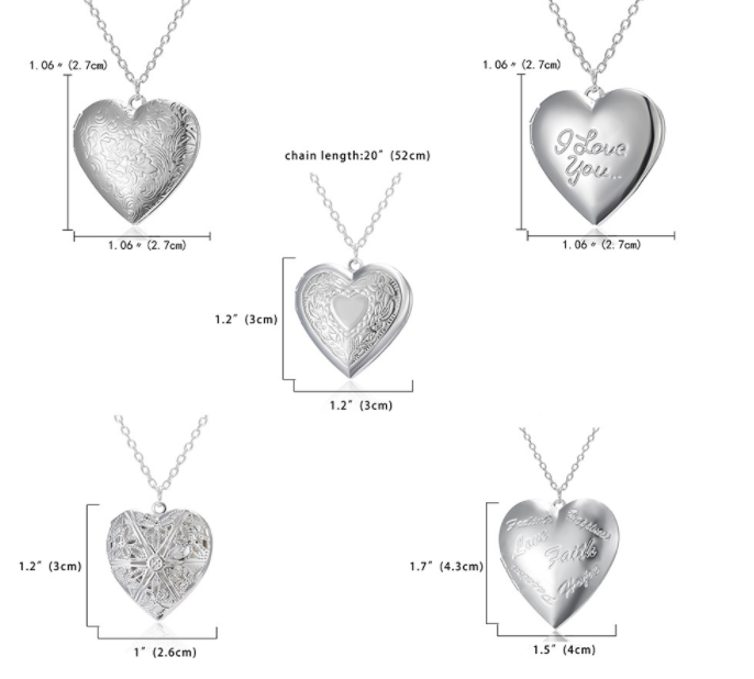 Carved Design Love Necklace - Personalized Heart-shaped Photo Frame Pendant Necklace - Minihomy