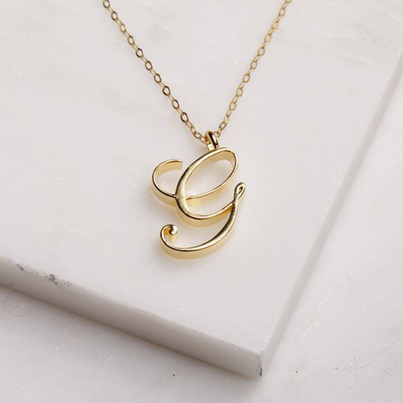 Gold 26 Old English Initial Letter Necklaces For Women - Minihomy