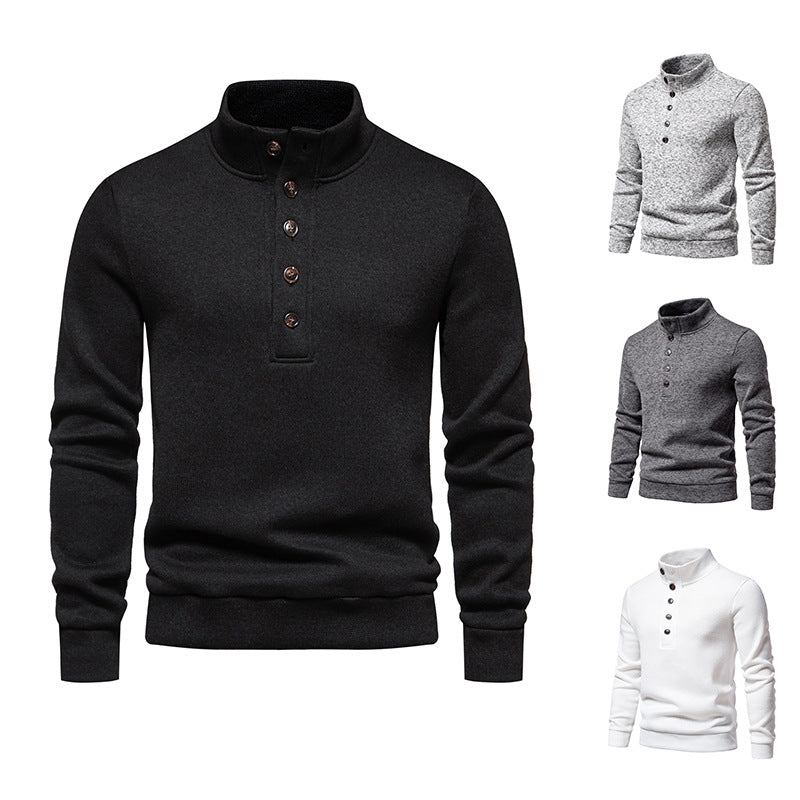 Men's Turtleneck Buttons Pullover Casual Loose - Minihomy